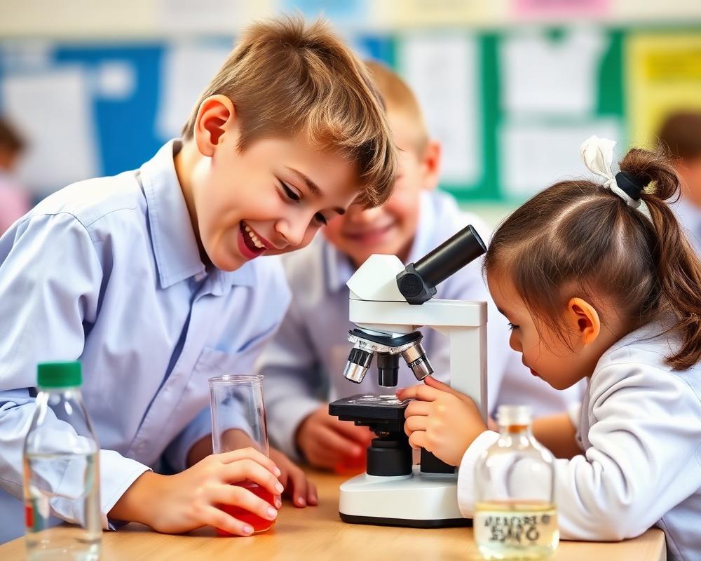 Niños haciendo experimento de ciencias