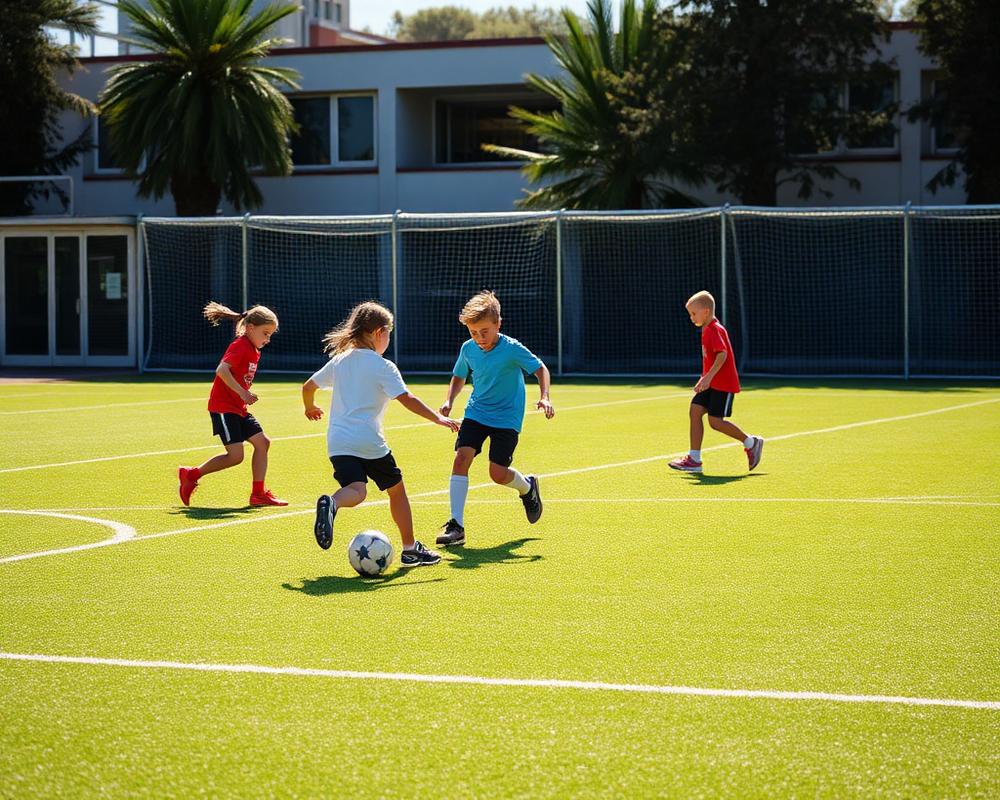 Niños jugando fútbol