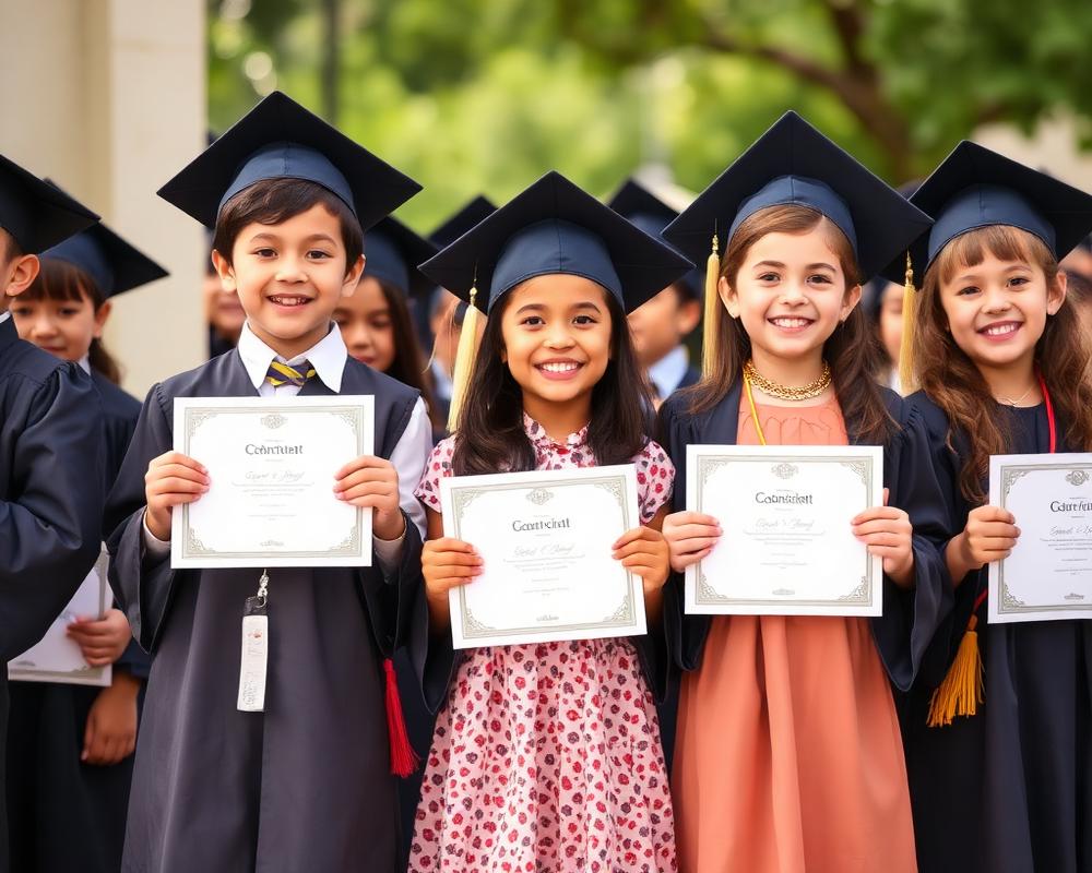 Ceremonia de graduación con diplomas